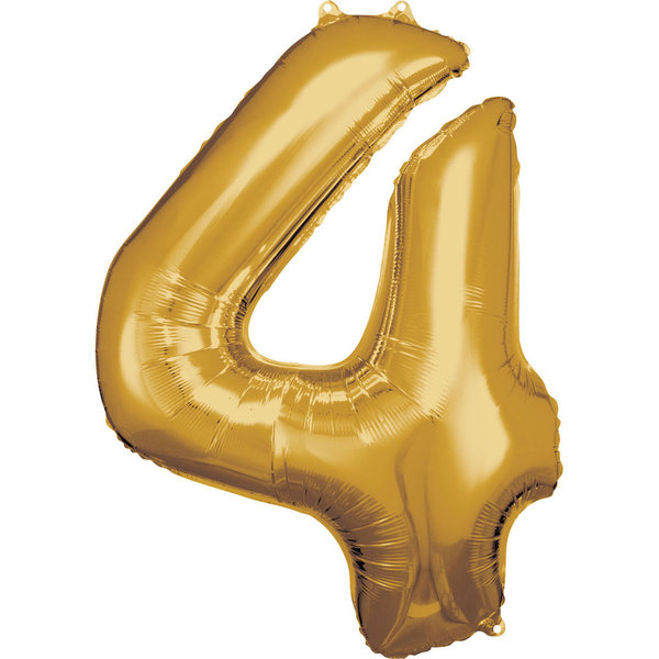 Folienballon, Zahlenballon 4 gold, 86 cm