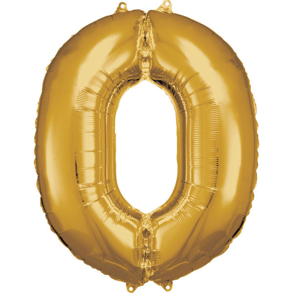 Folienballon, Zahlenballon 0 gold, 86 cm