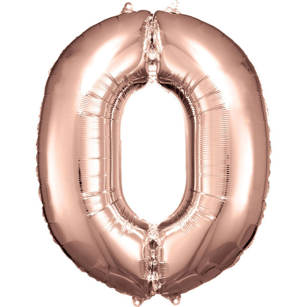 Folienballon, Zahlenballon 0 rosègold, 86 cm