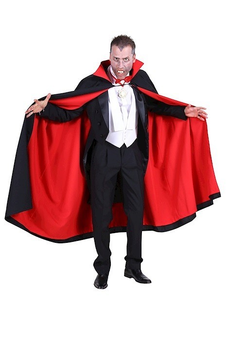 Dracula Umhang luxuriös, Schwarz-Rot