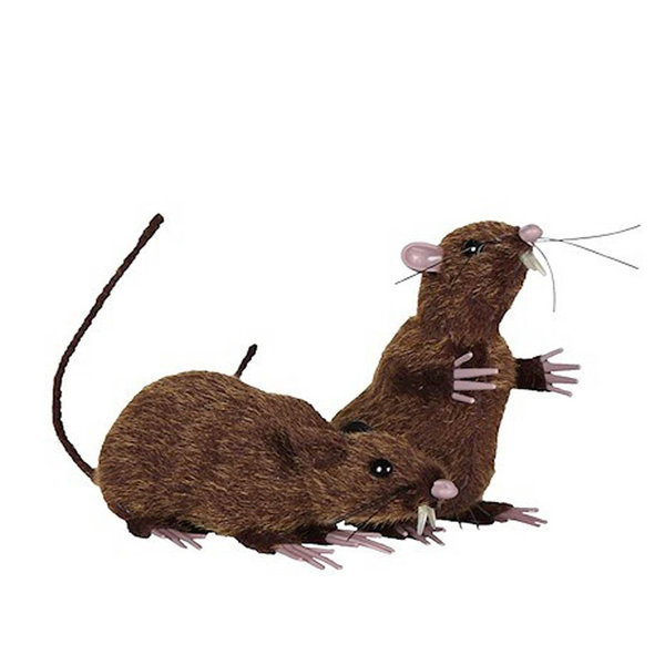 braune Deko-Ratten, Pärchen 1 x sitzend, 1 x stehend